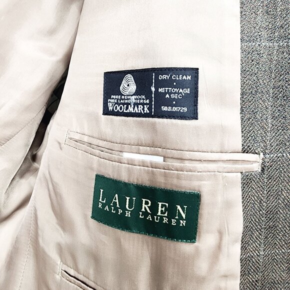 Lauren Ralph Lauren‎ Mens Wool Blazer 42R Brown Plaid 2-Button Jacket - Picture 4 of 9